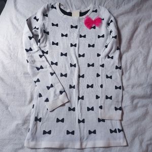 CLOSET CLEAR OUT Sonoma White Black Bows Pink Bow Thick Cotton Long Sleeve Dress